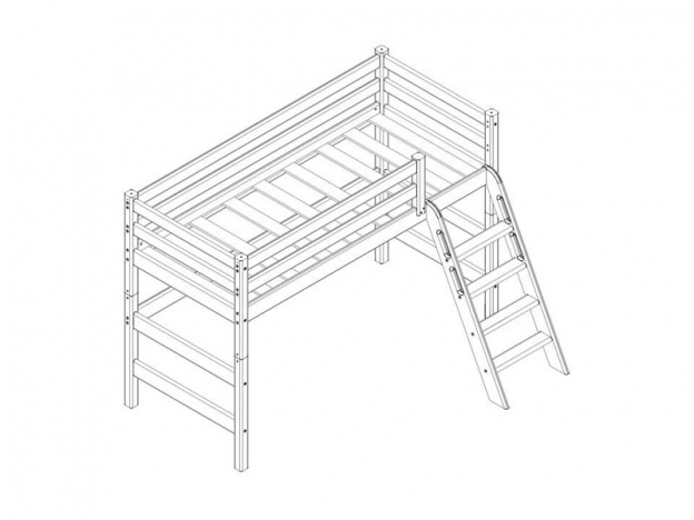Кровать полувысокая Соня с наклонной лестницей Вариант 6