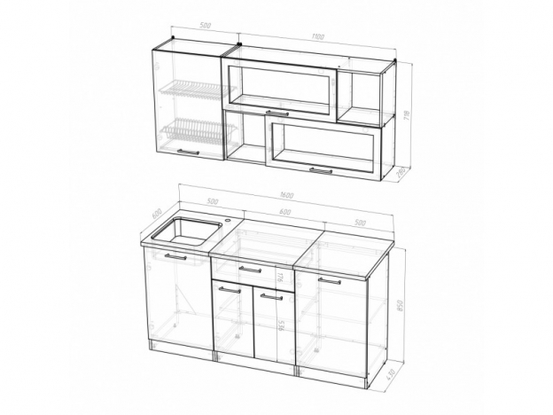 Кухонный гарнитур Яна Стандарт 1600